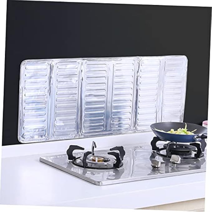 DOITOOL 6Pcs Oil Baffle Aluminum Kitchen Wall Oil Guard Aluminum Anti Splatter Screen Rv Stove Cover Cooking Splatter Screens Oil Splatter Screen Board Oil Splash Aluminum Foil Board - Image 3