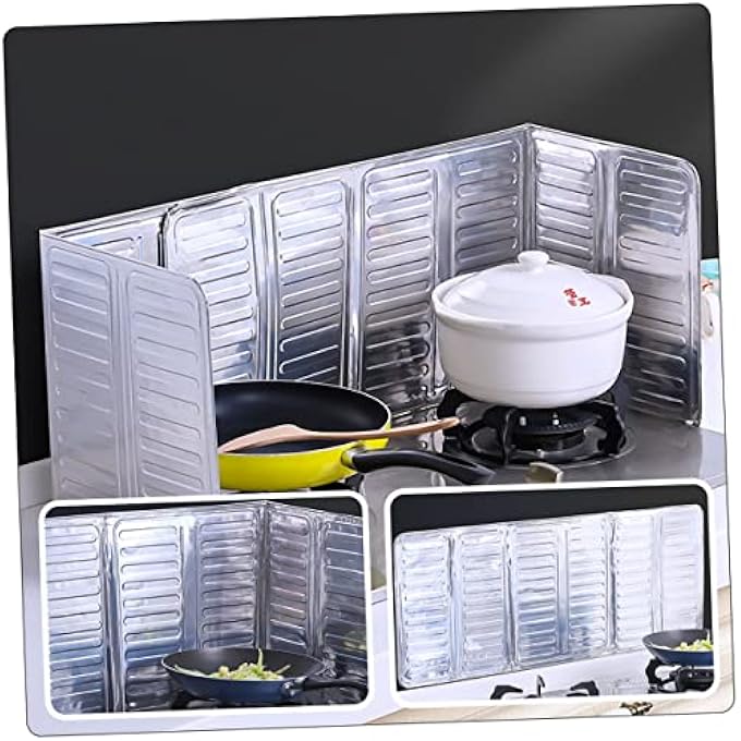 DOITOOL 6Pcs Oil Baffle Aluminum Kitchen Wall Oil Guard Aluminum Anti Splatter Screen Rv Stove Cover Cooking Splatter Screens Oil Splatter Screen Board Oil Splash Aluminum Foil Board - Image 4