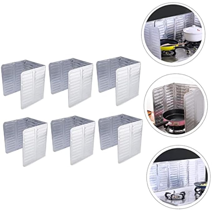 DOITOOL 6Pcs Oil Baffle Aluminum Kitchen Wall Oil Guard Aluminum Anti Splatter Screen Rv Stove Cover Cooking Splatter Screens Oil Splatter Screen Board Oil Splash Aluminum Foil Board - Image 5