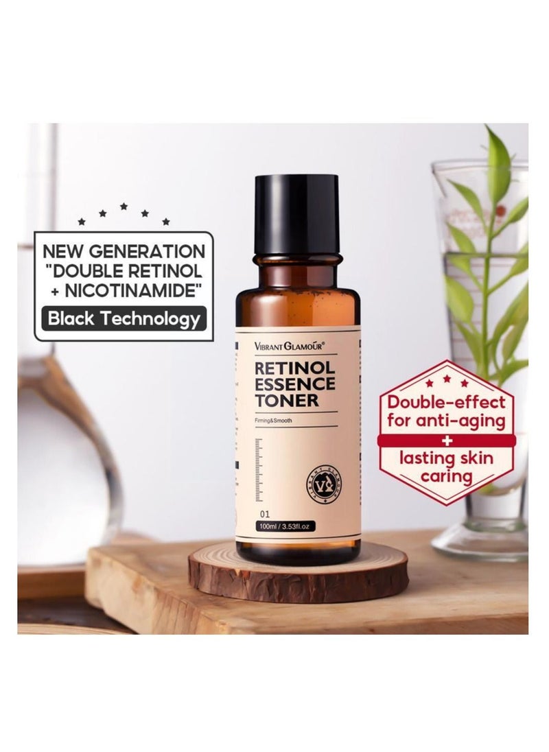 Vibrant Glamour - 100ml Retinol Essence Toner Firming & Soothing Skin Anti-Aging Fade Fine Lines Dark Spots Large Pores Remove Dryness for Women - Image 1