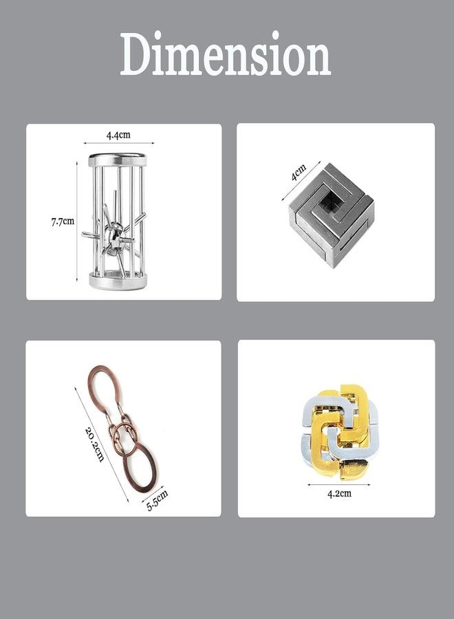 VALUEVIBES Brain Teaser Metal Puzzle Set - 3D Interlocking Metal Cast Mind Games for Adults & Kids (4 Piece Set (A)) - Image 3