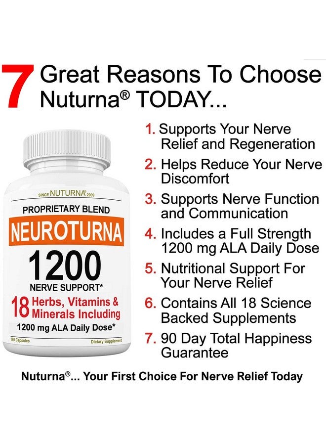 Nuturna Neuropathy Support Supplement with 1200 mg Pure Alpha Lipoic Acid - Maximum Strength Nerve Formula to Fortify Nerves in Fingers, Hands, Toes, & Feet - Best Natural Nerve Relief Support - 180 Capsules - Image 2