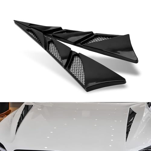 Dogary 2 PCS Car Hood Ventilation Cover, Scratchproof & Collision-resistant Shark Fin Spoiler, Adhesive Car Fender Vent Protection Decoration, Universal for Most Cars, SUVs, Trucks (Black) - Image 1
