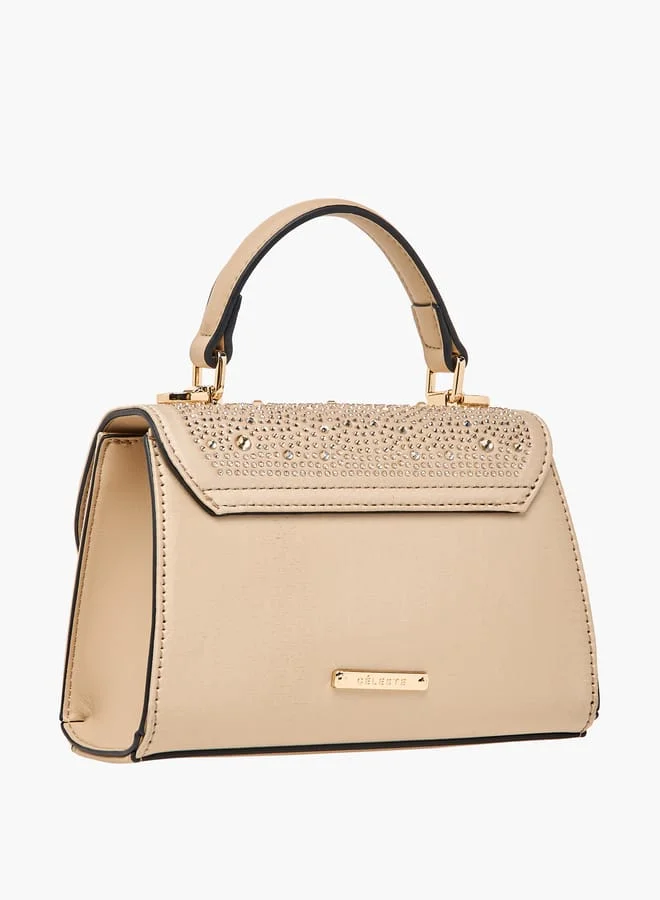 Celeste Women's Embellished Satchel Bag with Top Handle and Detachable Strap
