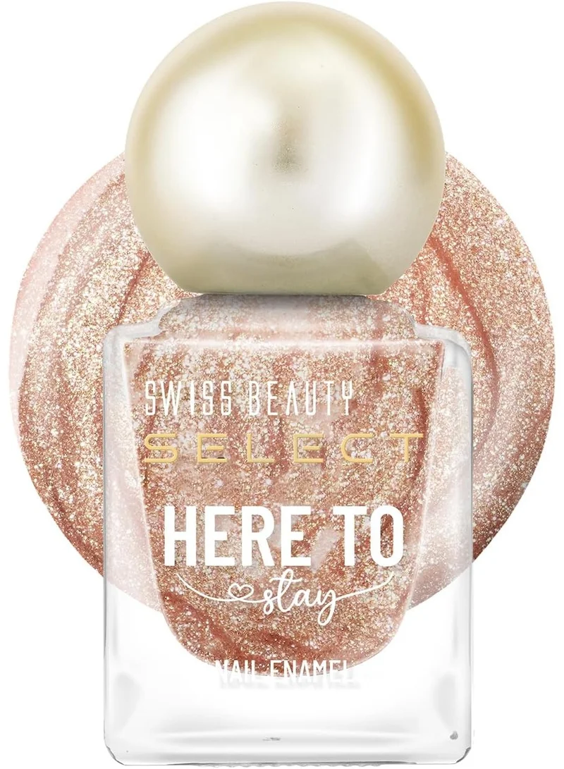 سويس بيوتي Swiss Beauty Select Here to Stay Nail Enamel with High gloss finish | Waterproof & Long-Lasting | Non - stain chip resistant | Shade- Chunky Gold, 12ml