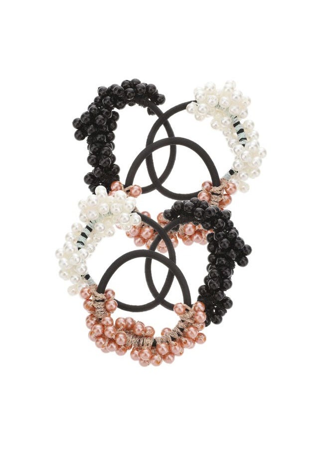 KALLORY - 6pcs Pearl Hair Ties Beaded Ponytail Holders Hair Ropes Elegant Accessories for Women - Image 1