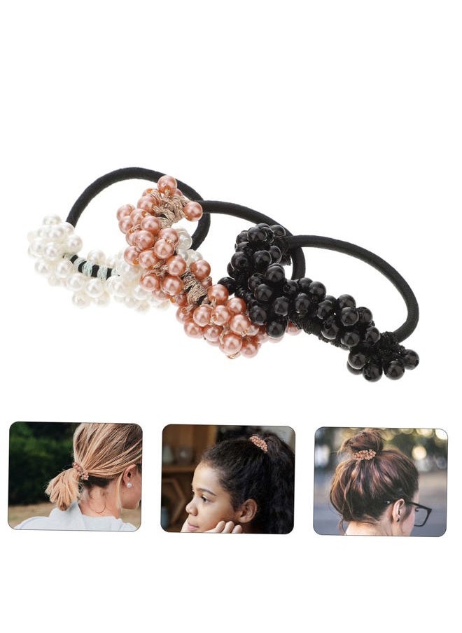 KALLORY - 6pcs Pearl Hair Ties Beaded Ponytail Holders Hair Ropes Elegant Accessories for Women - Image 1