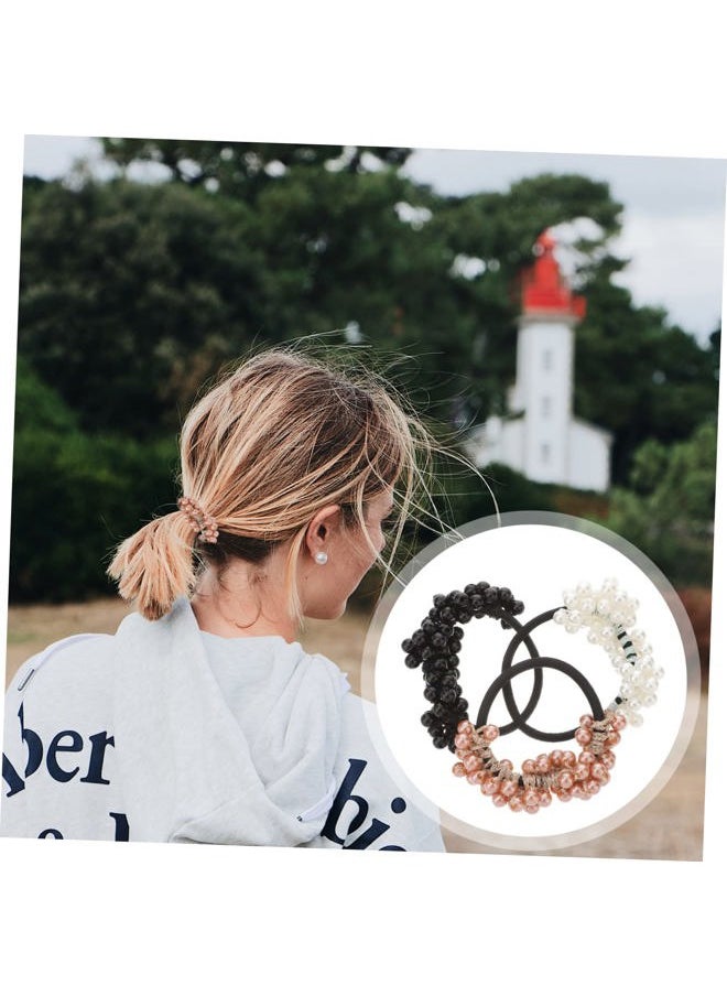KALLORY - 6pcs Pearl Hair Ties Beaded Ponytail Holders Hair Ropes Elegant Accessories for Women - Image 1