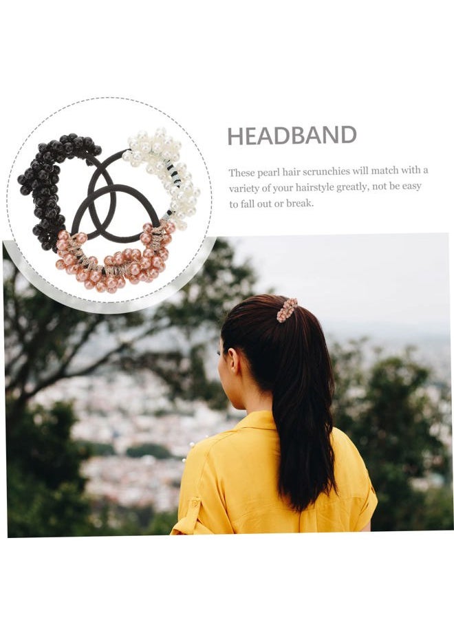 KALLORY - 6pcs Pearl Hair Ties Beaded Ponytail Holders Hair Ropes Elegant Accessories for Women - Image 1