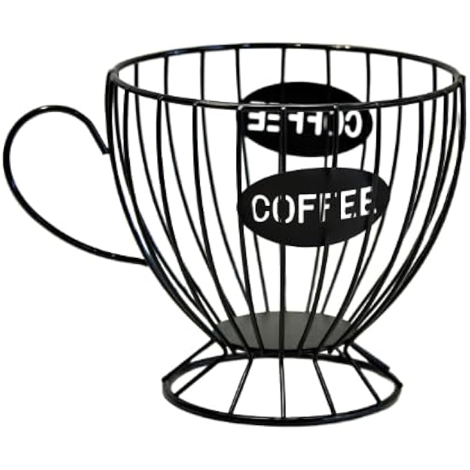 ريحني سلة تخزين كبسولة القهوة المعدنية السوداء، تشطيب أسود مطفي، منظم مطبخ متين، بناء قوي، يحافظ على نظافة الأسطح