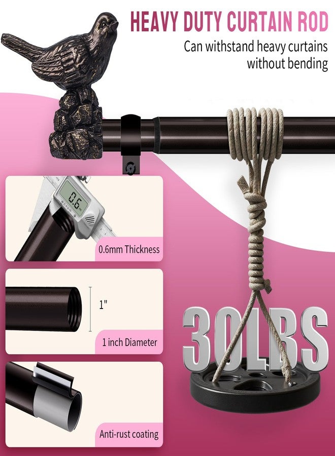 KVEEO Curtain Rods for Window 18 to 45 Inches Vintage Bronze Curtain Rod with Bird Finials Adjustable Drapery Rod Heavy Duty Curtains Rods for Living Room Kitchen Window - Image 3