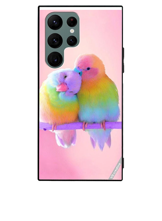 VR CREATIVE Protective Case Cover For Samsung Galaxy S22 Ultra 5G Love Birds Pink Background Design Multicolour - Image 1