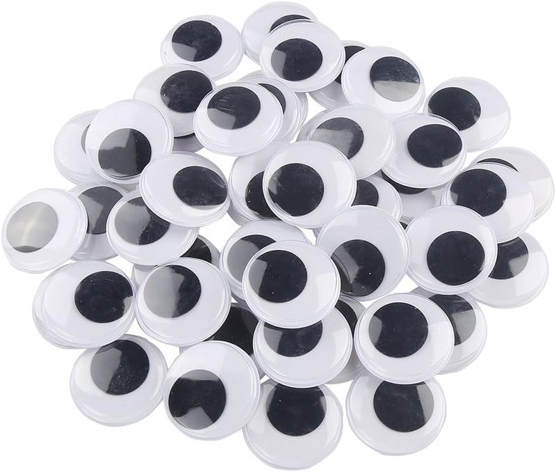Decora 500 Pieces 25mm Plastic Wiggle Eyes Self-Adhesive Googly Eyes for Scrapbooking DIY Crafts Doll Masking Supply - Image 1