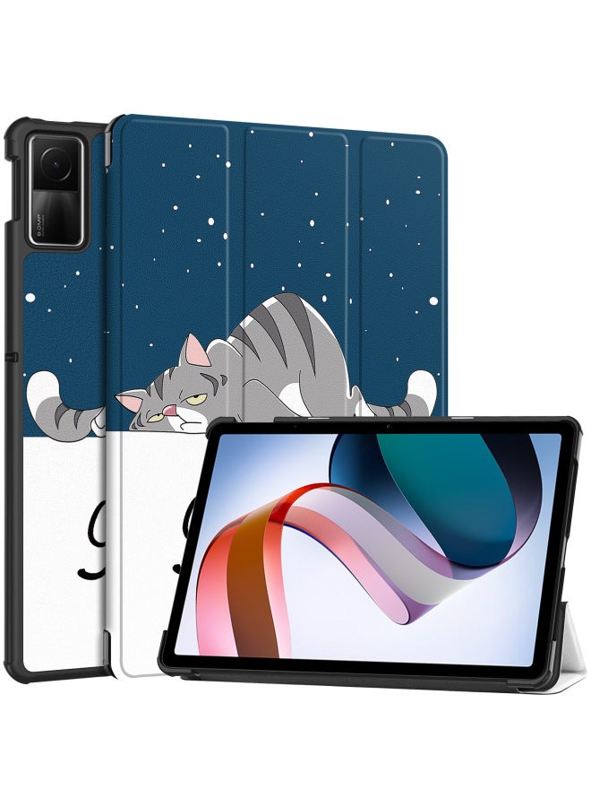 ينطبق على جراب الحماية لجهاز Xiaomi Redmi Pad SE مع حامل ثلاثي الطي وغطاء خلفي شامل فائق النحافة مقاس 11 بوصة وغطاء جلدي وغطاء مقاوم للسقوط