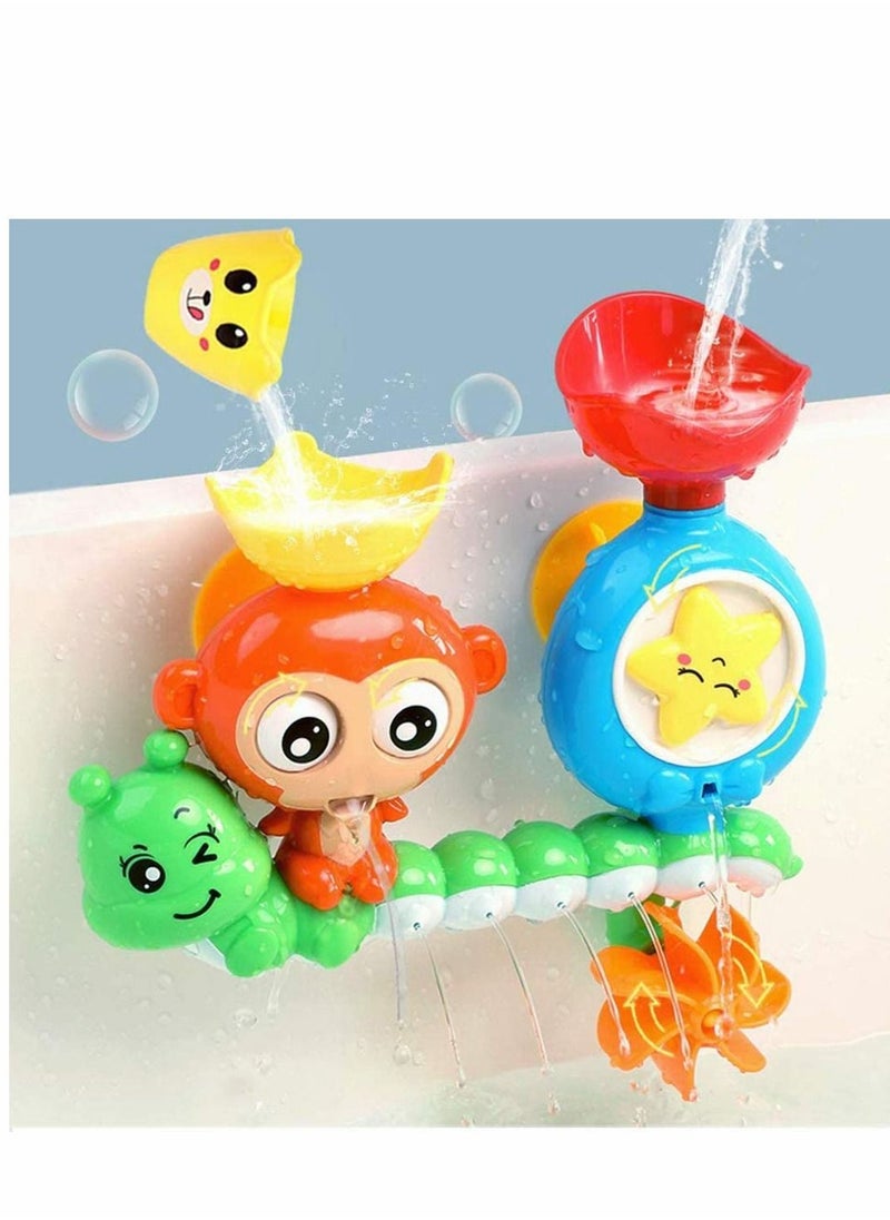 Y&D - Bath Toys for Toddlers Age 1 2 3 Year Old Girl Boy, Preschool New Born Baby Bathtub Water Toys, Durable Interactive Multicolored Infant Toy, Lovely Monkey Caterpillar, Strong Suction Cups - Image 1