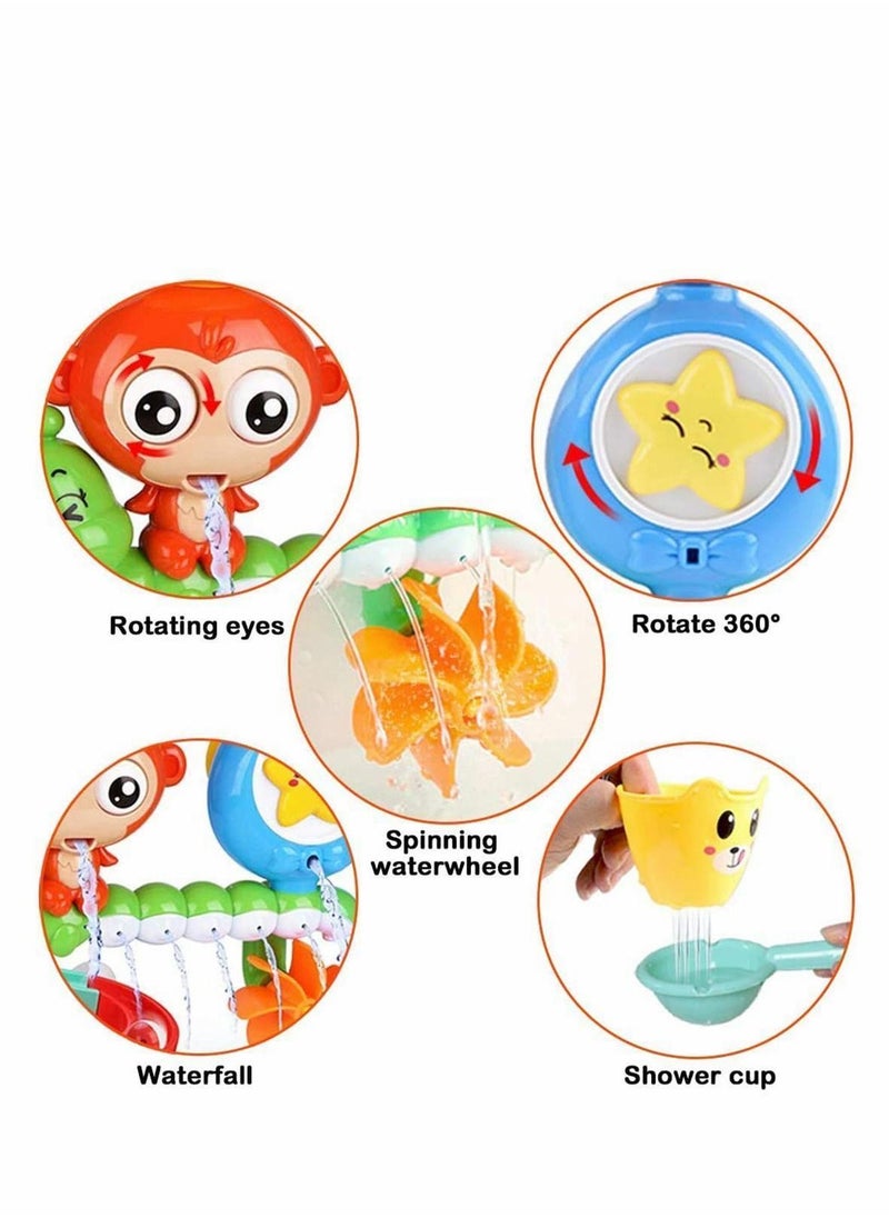 Y&D - Bath Toys for Toddlers Age 1 2 3 Year Old Girl Boy, Preschool New Born Baby Bathtub Water Toys, Durable Interactive Multicolored Infant Toy, Lovely Monkey Caterpillar, Strong Suction Cups - Image 1