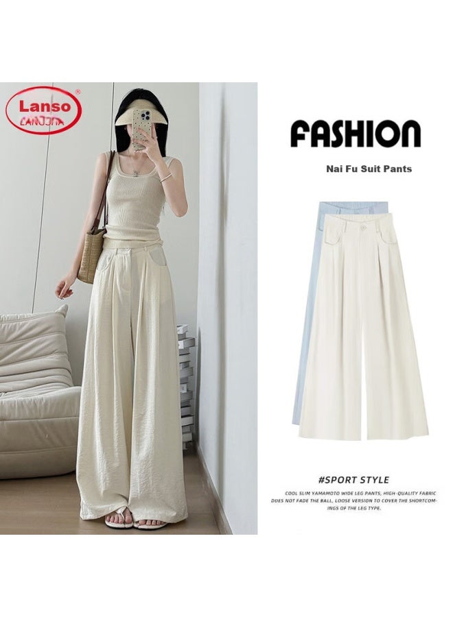 LANG SHA Langsha Women's Wide Leg Pants Summer New High Waist Slimming Loose Feeling Ice Silk Casual Yamamoto Pants - Image 3