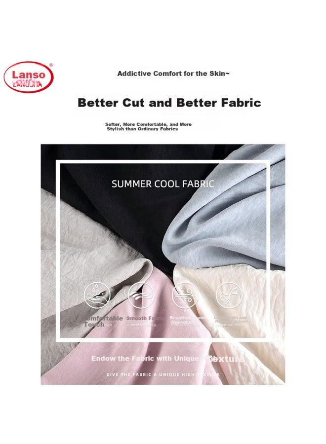 LANG SHA Langsha Women's Wide Leg Pants Summer New High Waist Slimming Loose Feeling Ice Silk Casual Yamamoto Pants - Image 4