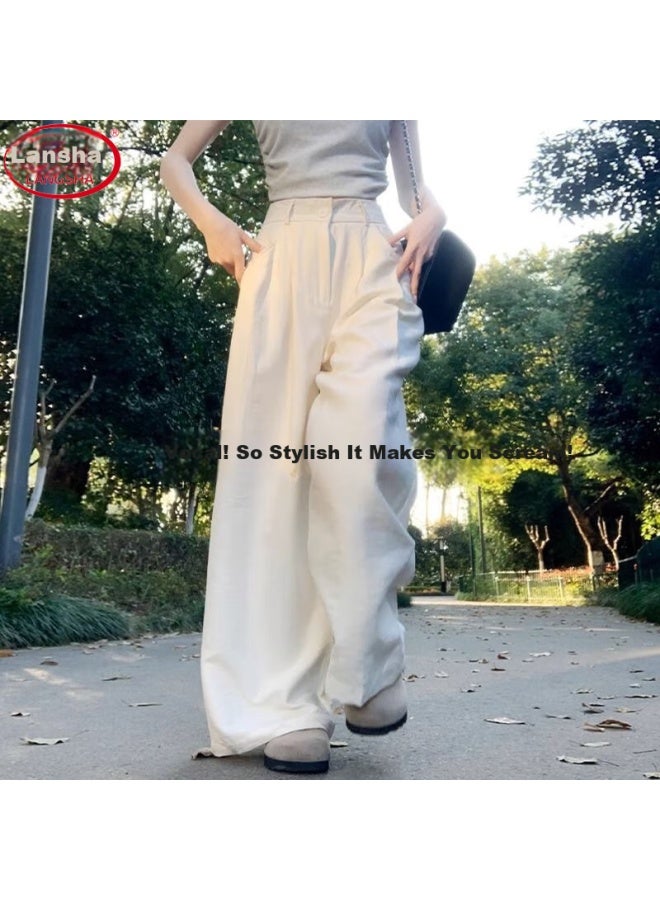 LANG SHA Langsha Women's Wide Leg Pants Summer New High Waist Slimming Loose Feeling Ice Silk Casual Yamamoto Pants - Image 2