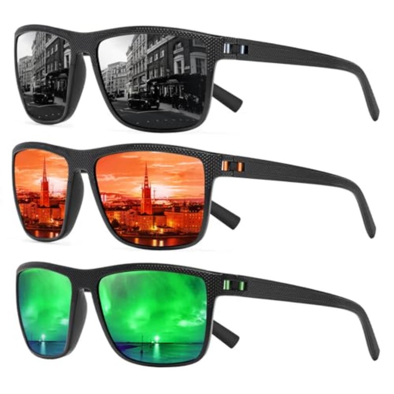 Square Polarized Sunglasses for Men and Women Lightweight Frame Sun Glasses with UV Protection - Image 1