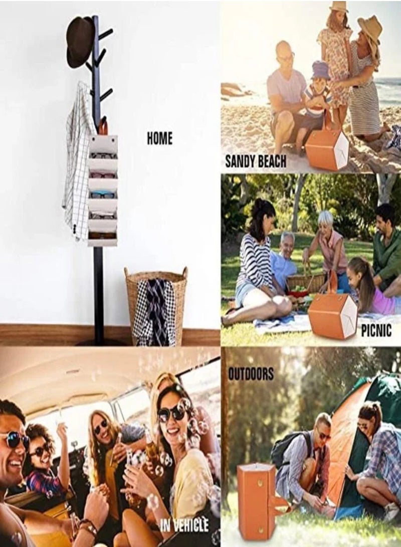 Sunglasses Organizer Travel Case, 5 Slots Portable Foldable Eyewear Glasses Storage Box, Glasses Display Holder, Leather Multiple Glasses Storage Case, Keep Glasses Organised at Home Travel - Image 3