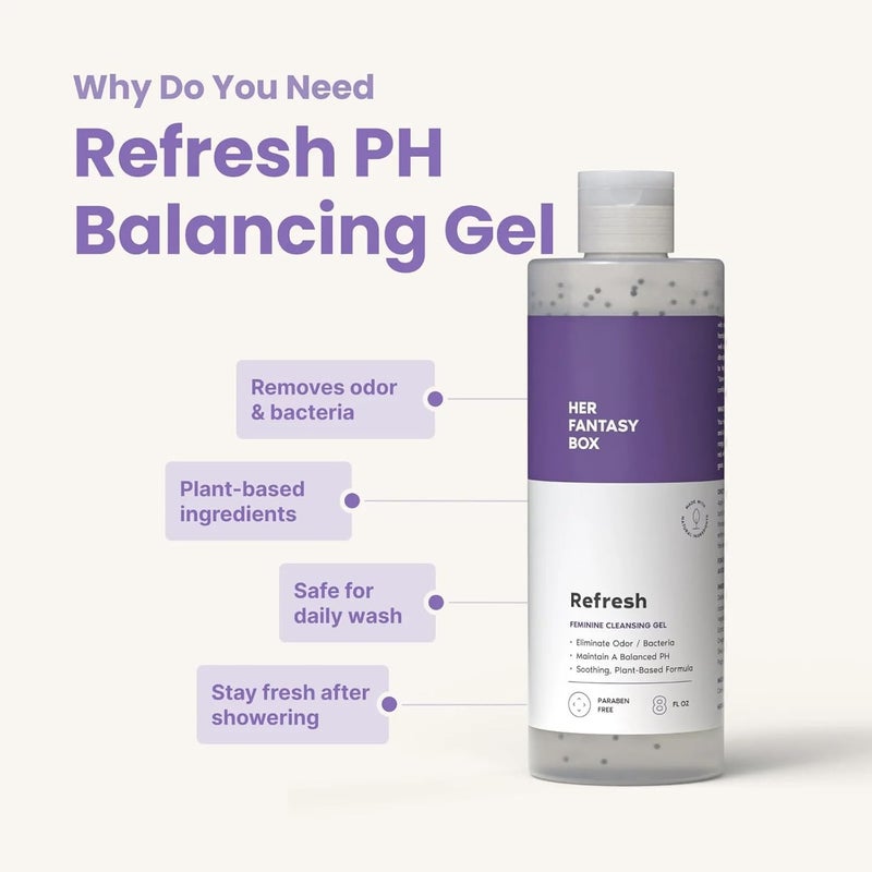 Her Fantasy Box Refresh pH Balancing Shower Gel Natural Feminine Hygiene Solution for Gentle Cleansing Odor Control and Skin Nourishment pHBalanced Formula for All Skin Types 8 oz - Image 3