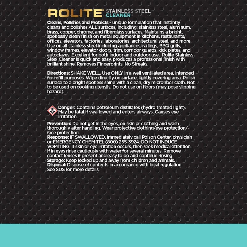 Rolite Stainless Steel Cleaner (4 fl. oz.) for a Protective, Streak-Free Shine That Removes Dirt, Grime, Residue, Water Spots & Fingerprints - Image 1