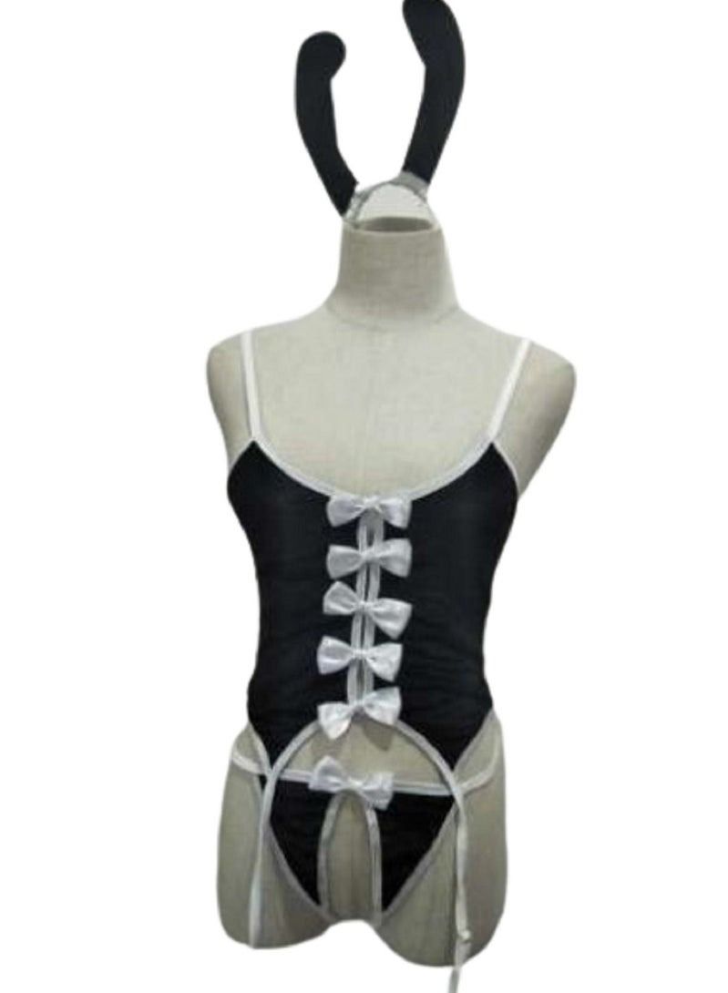 NIBEMINENT Bunny Girl Pleuche Garters Lingerie Set
