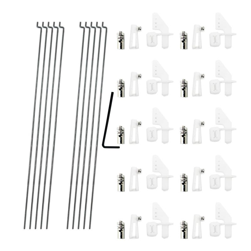 URIMPAVIDO 10PCS 12 x 200mm Pushrod with 10PCS 13mm Adjustable Pushrod Connector Linkage Stopper 10PCS Micro Control Horns with Clevis for RC Airplane Helicopter Plane Boat DIY Model Toy Replacement Parts - Image 3