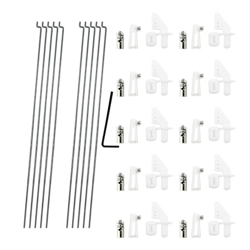 URIMPAVIDO 10PCS 12 x 200mm Pushrod with 10PCS 13mm Adjustable Pushrod Connector Linkage Stopper 10PCS Micro Control Horns with Clevis for RC Airplane Helicopter Plane Boat DIY Model Toy Replacement Parts - Image 1