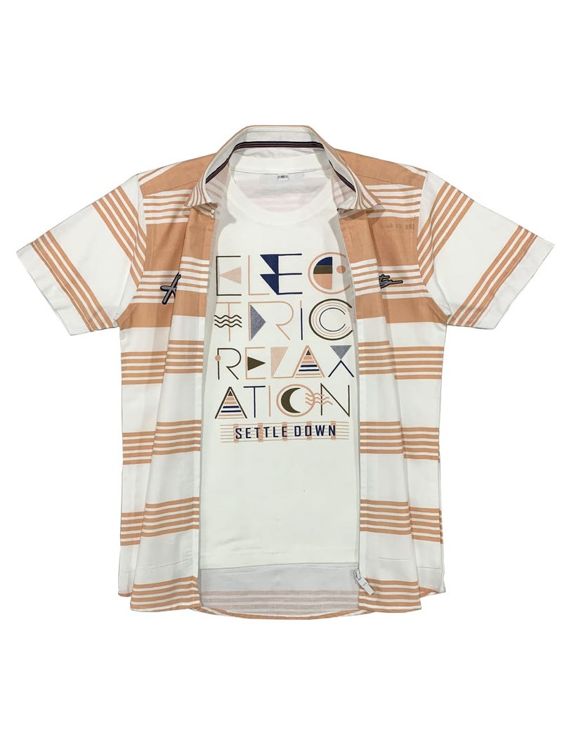 CAVIO Boys Regular Fit Casual Shirt and T-Shirt Combo - Image 1