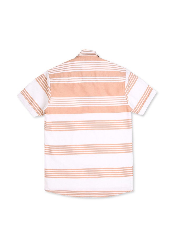 CAVIO Boys Standard Fit Striped Casual Pure Cotton Shirt With T-shirt - Image 3