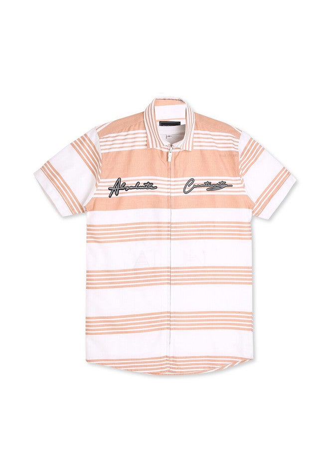 CAVIO Boys Standard Fit Striped Casual Pure Cotton Shirt With T-shirt - Image 2