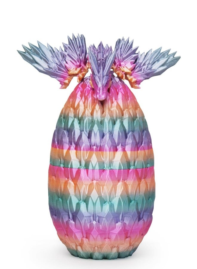 AUMEILLER 3D Printed Dragon,Easter Eggs,Easter Basket Stuffers for Teens,Articulated Winged Dragon,Executive Desk Toys for Kids,Easter Gifts for Kids(Rainbow) - Image 1