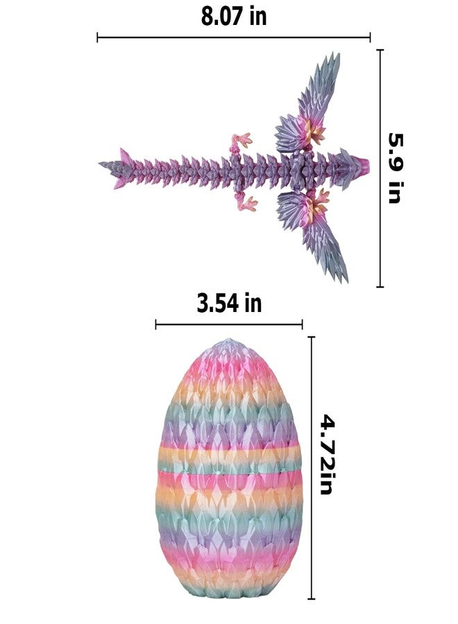AUMEILLER 3D Printed Dragon,Easter Eggs,Easter Basket Stuffers for Teens,Articulated Winged Dragon,Executive Desk Toys for Kids,Easter Gifts for Kids(Rainbow) - Image 3