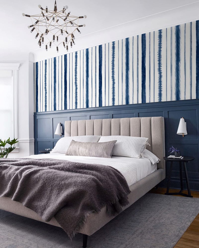 Timeet Blue and White Wallpaper Line Peel and Stick Wallpaper 17.3 "x 78.7" Geometric Stripe Contact Paper Self Adhesive Removable Wallpaper for Bedroom Living Room Decor - Image 5