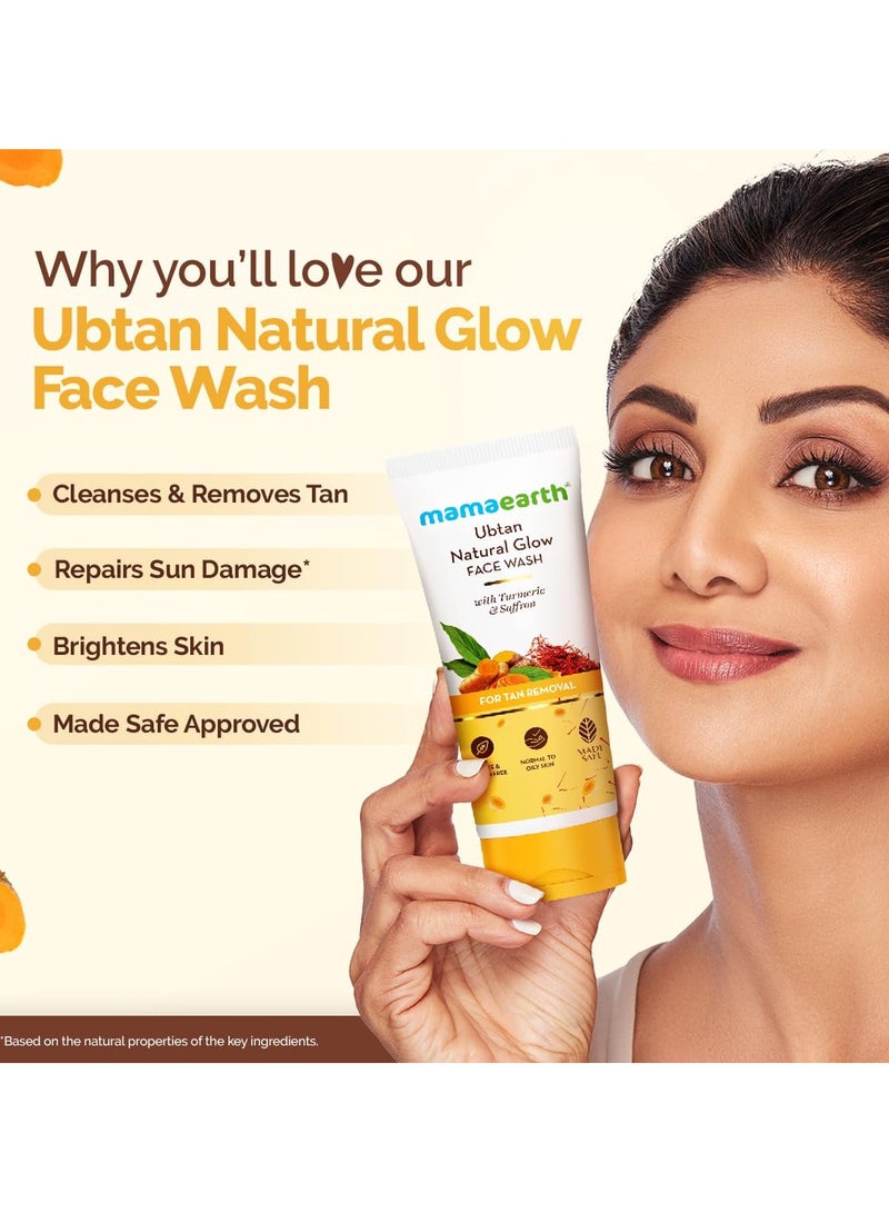 Mamaearth Ubtan Natural Face Wash For All Skin Type With Turmeric And Saffron For Tan Removal And Skin Brightening, 100 Ml - Image 2