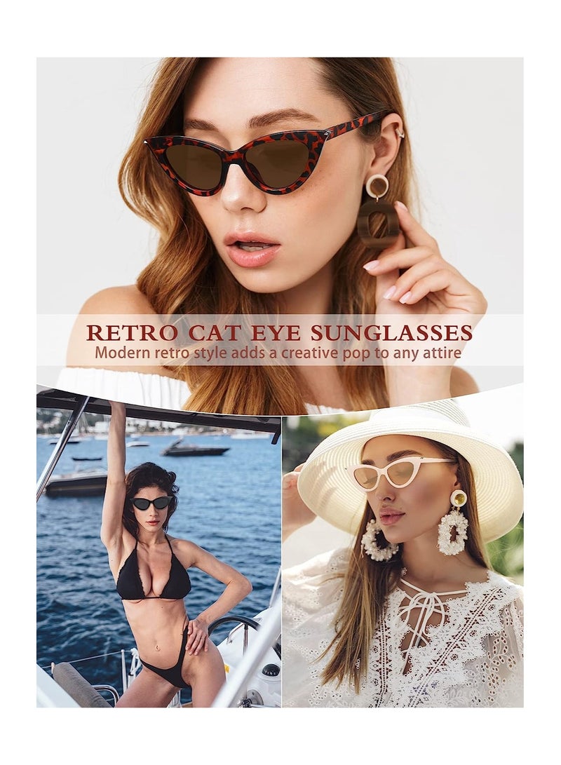 KASTWAVE Retro Cat Eye Sunglasses, UV Protection Vintage Goggles Plastic Frame Fashion Womens Sunglasses, 3 Pairs - Image 2