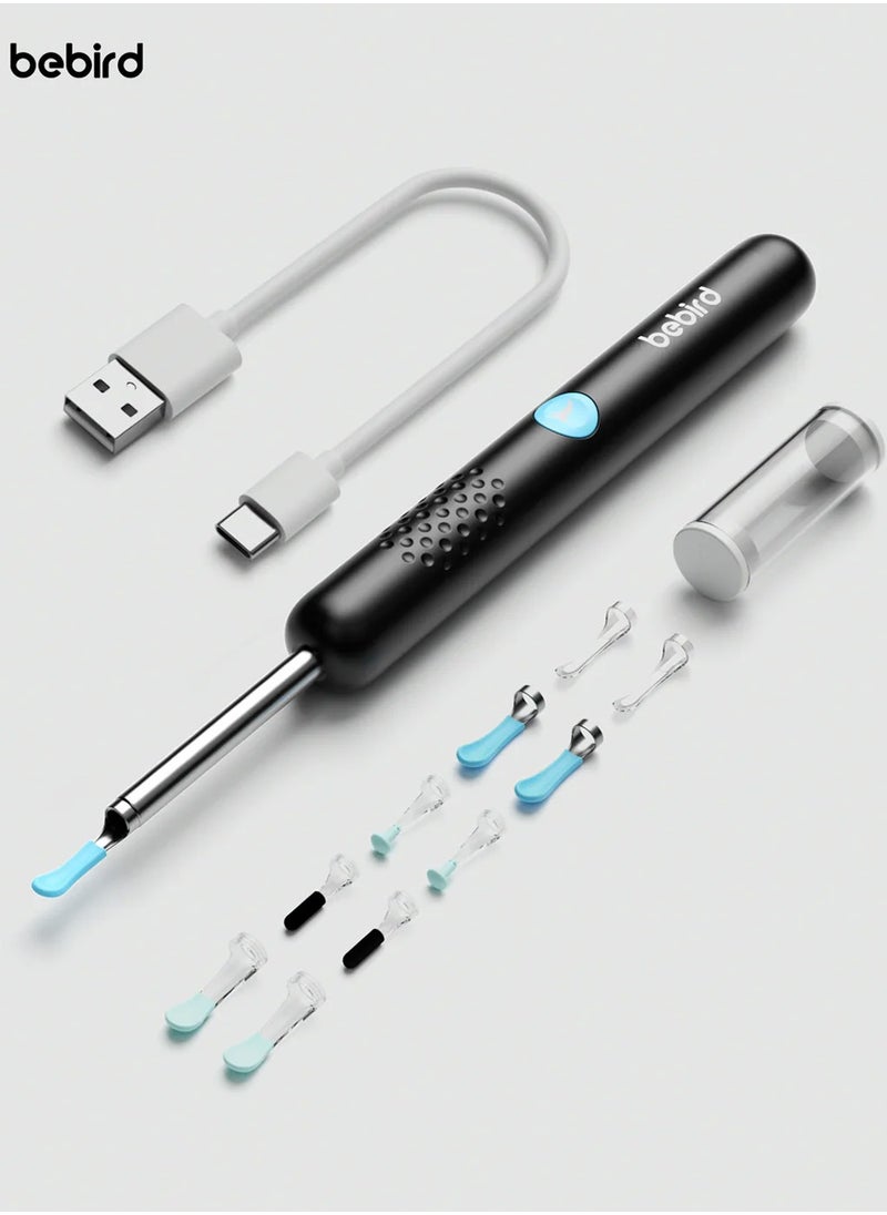 R1 Wireless Smart Visual Ear Stick With 1080P Otoscope HD Camera & 6 LED Lights For Ear Cleaning 2 Silicone Ear Scoops Ear Cleaner 300W - Black