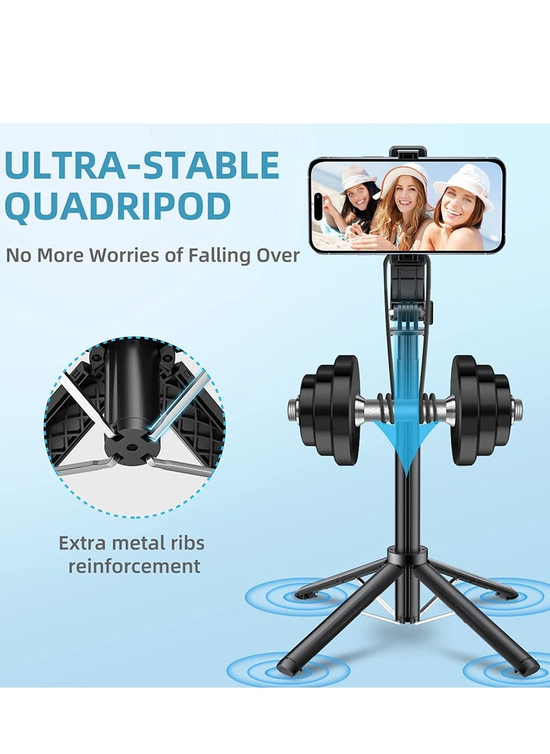 TYCOM - Selfie Stick For Phone Size 17.5-105cm Extendable Selfie Stick Tripod with Bluetooth Wireless Remote Phone Holder (P07 Black) - Image 1
