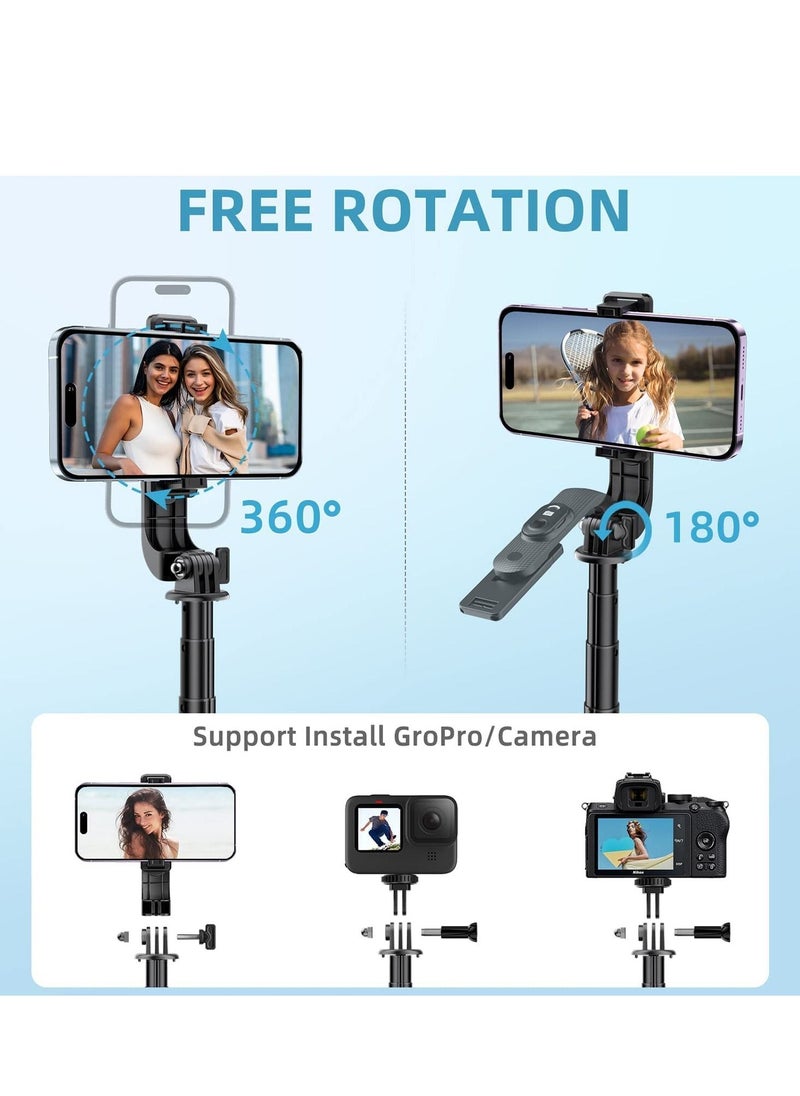 TYCOM - Selfie Stick For Phone Size 17.5-105cm Extendable Selfie Stick Tripod with Bluetooth Wireless Remote Phone Holder (P07 Black) - Image 1