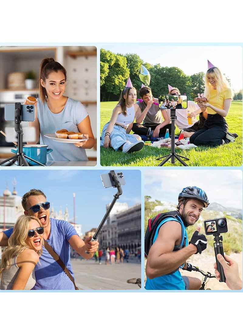 TYCOM - Selfie Stick For Phone Size 17.5-105cm Extendable Selfie Stick Tripod with Bluetooth Wireless Remote Phone Holder (P07 Black) - Image 1
