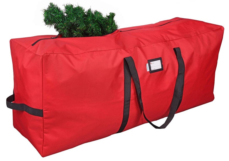 Primode Christmas Tree Storage Bag | Fits Up to 9 Ft. Tall Disassembled Tree | 25 "" Height X 20 "" Wide X 65 "" Long | Durable 600D Oxford Material | Heavy Duty Xmas Storage Container (Red)