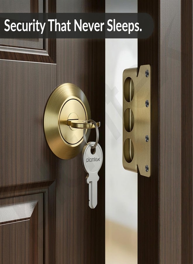 Plantex Brass Tri-Bolt Lock for Main Door/Heavy Duty Door Lock with 4 Keys/Suitable On Single Door for Home/Office/Hotel - Pack of 1 (Brass Antique) - Image 4