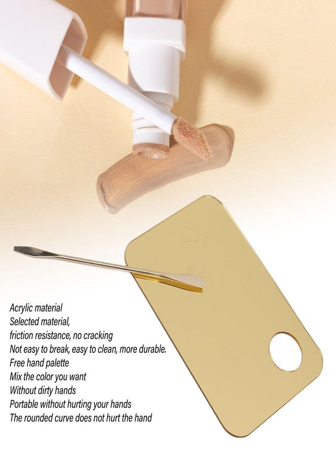 Srliya Gold Makeup Mixing Palette Acrylic Palette with Spatula for Mixing Makeup Cream Nail Art - Image 3