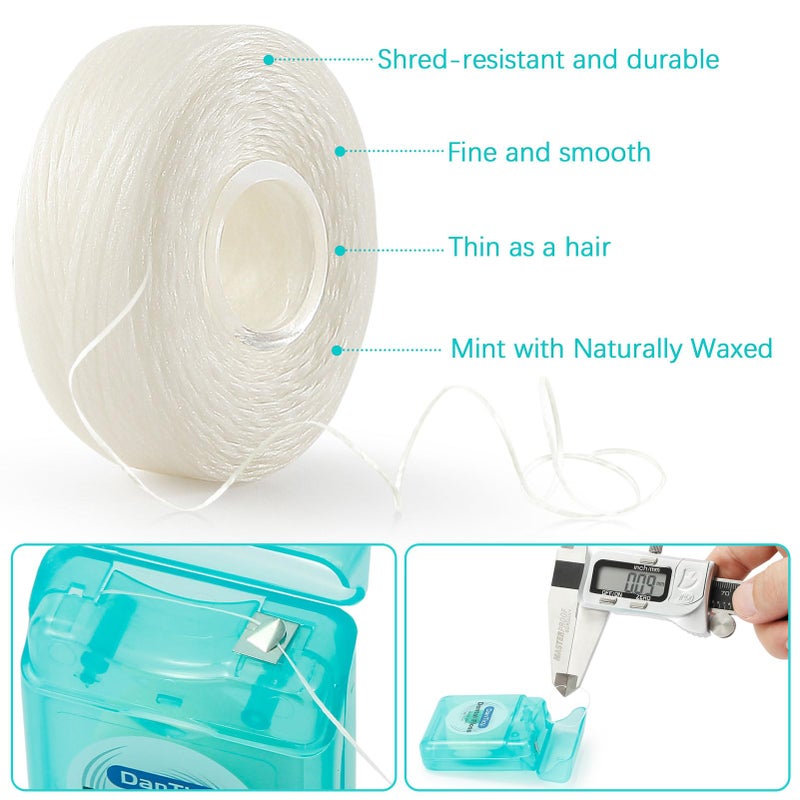 DanTicy Dental Floss Deep Clean Waxed Floss Extra Wide Cleaning Slides Smoothly & Easily Perfect for Individuals with Tight & Small Gaps Between Teeth PFAS Free | Mint Flavored 66Yards x 4 Pack 630D - Image 3