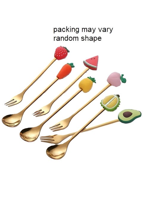 A set of 6 spoons for ice cream, fruit salad, and baby uses, in various colors and shapes.