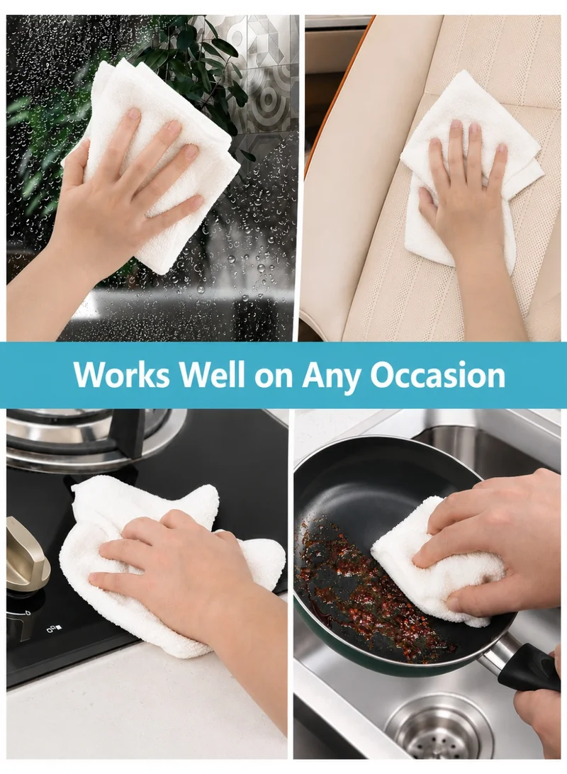 Donetella white 6-Pack Microfiber Kitchen Towels 35×35 cm Size – 330 GSM, Highly Absorbent, Quick Dry, Lint Free, Streak Free | Dish & Counter Cleaning  | Best Price UAE