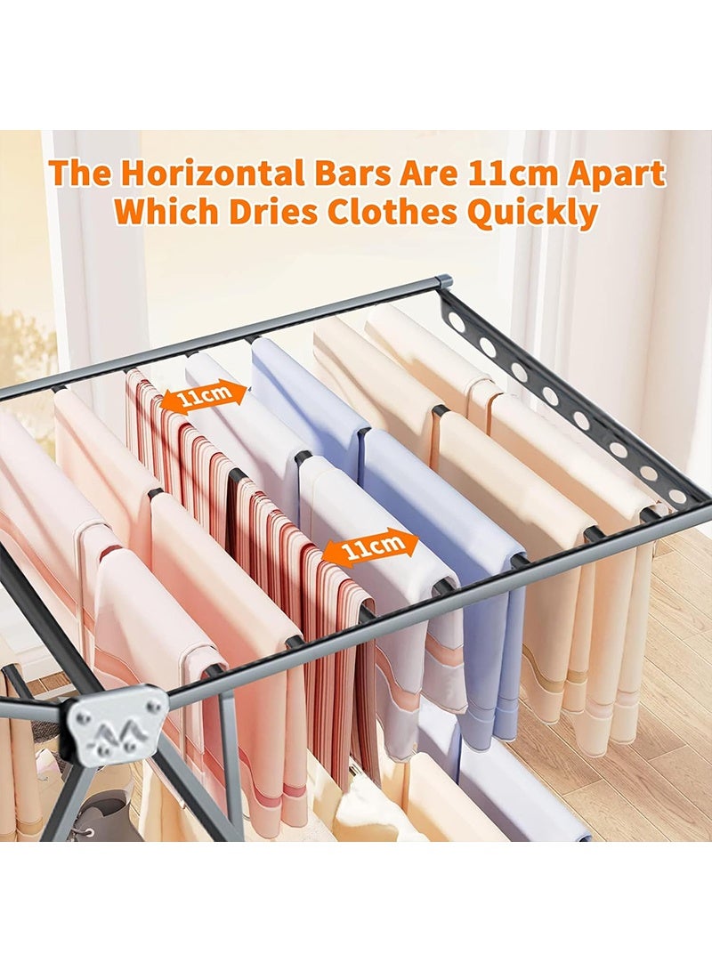 يواوليتي حامل تجفيف الملابس القابل للطي، حامل تجفيف الملابس من الفولاذ المقاوم للصدأ 3 طبقات 160 سم، رفوف تجفيف الملابس القابلة للطي للاستخدام الخارجي في الأماكن المغلقة - Image 5