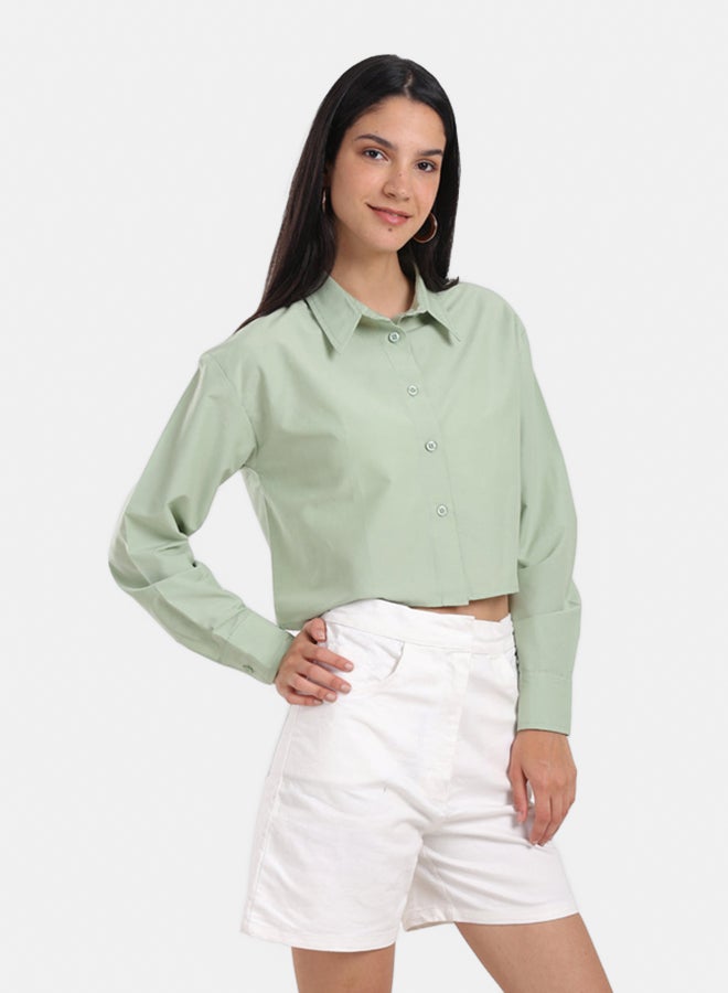 Carina Dropped Shoulder Cropped Shirt - Image 2